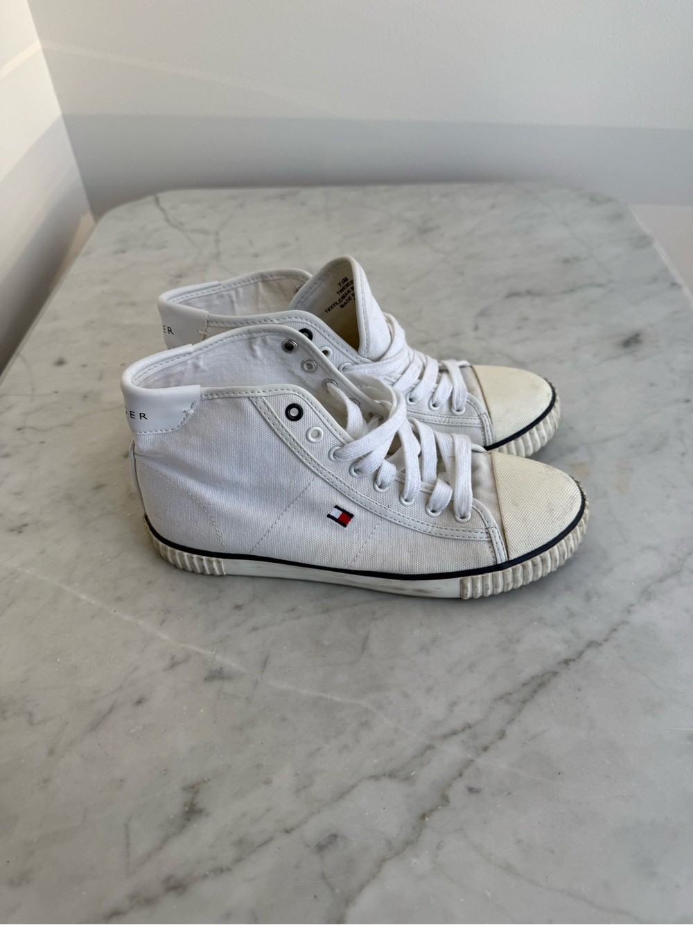Tommy Hilfiger White High-Top Sneakers | Women’s Size 7.5